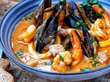 Bisque de crevettes aux moules