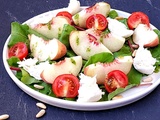 Salade de pêche, burrata et pesto