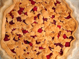 Tarte rhubarbe framboises et crumble