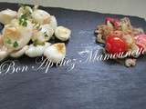 Plancha de calamars ou chipirons au massalé, à l'oignon rosé breton et aux tomates cerises