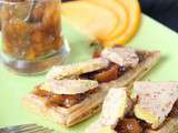Foie gras sur gaufre au pain d'épices et chutney de kaki