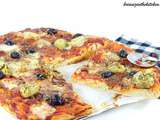 Pizza Tomate, Jambon Cru & Coeurs d'Artichaut {Pâte Maison Inratable}