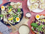 Salade Quinoa, Pois Chiches, Chou Rouge, Pousses d'Epinards et Fenouil