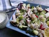 Salade marine, cabillaud, radis et concombre