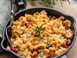 Crumble au potimarron, chèvre et lardons