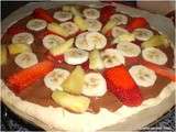 Pizza chocolat, banane, fraise et ananas