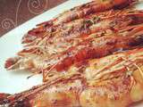 Brochette de crevettes marinées