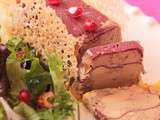 Foie gras comtesse du barry,tuile de pain et salade noisettes grenade