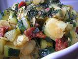 Poelee courgettes/amandes/chorizo/curry/menthe