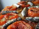 Tarte fine sardines/oignons confits/tomates