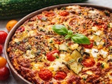 Clafoutis salé aux courgettes, tomates cerises et feta