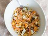 Salade riz lentilles corail aux légumes et saumon