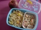 Bento #157 risotto aux poireaux et taboulé de chou-fleur, surimi, radis