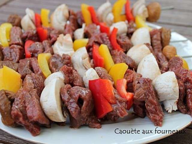 Recette Brochettes de rumsteck aux 3 poivrons