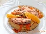 Tarte fine au fenouil et aux carottes, saumon à l'unilatérale