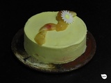 Entremets fraise, groseille, pêche