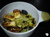 Pilaf d’aubergine au halloumi croustillant