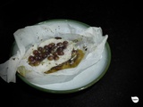 Poisson en papillote, oignon rouge et raisin