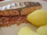 Pavé de saumon grillé sur lit d'échalotes