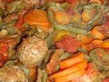Poêlée de boulettes de viande au chorizo et aux légumes