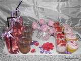 Sweet table fait par deux princesses de 5 et 6ans - cupcake, cake ball, verrine, rose