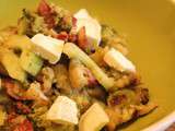 Salade tiède aux lardons, brocolis et concombres