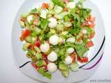 Salade concombre mozzarella avocat olives vertes