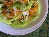 Salade de melon galia aux oranges et au jus d’herbes
