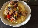 Spaghetti aux 3 viandes, aux légumes et au parmesan