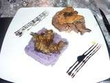 Tournedos de cerf et son foie gras poêlé, et son écrasée de vitelottes aux champignons