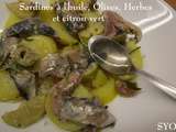 Sardines à l'huile, aux olives, herbes aromatiques et citron vert