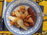 Saucisses fumées, chorizo au chou chinois, au Cookeo