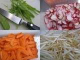 Aller-retour de thon au sésame et wok de légumes