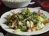 Impro : salade de pamplemousse chinois et gambas (qui se voudrait  à la thaïe )