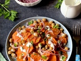 Carottes et pois chiches au four
