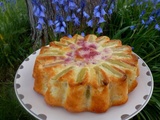 Gâteau rhubarbe framboises