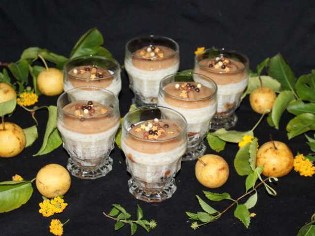 Verrines aux Perles Japon à la vanille et à la cannelle sur compotée de  pommes - Recette Tipiak