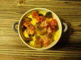 Polenta crémeuse à l'huile de truffes, parmesan et ses petits légumes épicés frais et frits