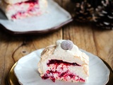 Pavlova roulée aux cranberries pour Noël