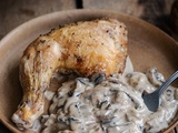 Poulet rôti et sauce aux champignons; recette facile