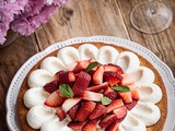 Tarte aux fraises, sablé breton et ganache montée à la vanille