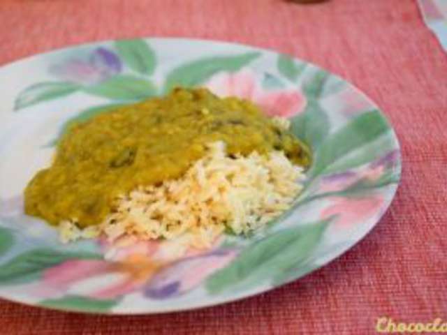 Curry d'aubergine et riz jaune Recette