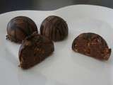 Petits Chocolats (de Pâques) Ganache chocolat au lait et pralin et ganache pralinoise et feuilletine