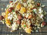 Salade de boulgour, quinoa, abricots, noisettes et feta