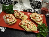 Bruschetta à la crème d’avocat et crevettes marinées