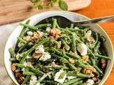 Salade de haricots verts à la feta, menthe et noix