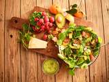 Salade complète d’hiver: pourpier, lentilles, agrumes, pesto coriandre-orange