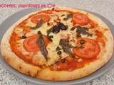 Pizza tomates, mozzarella, anchois et câpres