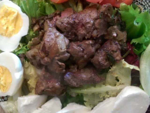 Recettes de Salade au foie de volaille