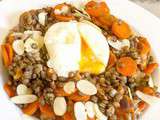 Lentilles et carottes aux épices, œuf mollet